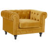 Beliani CHESTERFIELD - Fauteuil-Geel-Fluweel