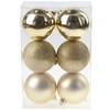 Cosy & Trendy Kerstballen - 6 stuks - goud - 8 cm - kunststof - Kerstbal