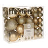 46x stuks kunststof kerstballen champagne 4, 6 en 8 cm - Kerstbal