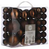 46x stuks kunststof kerstballen bruin 4, 6 en 8 cm - Kerstbal