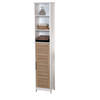 Badkamerkast Stockholm met deur en 6 planken 35x26x173 cm - Wit/Bruin