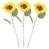 3x Gele kunst zonnebloem kunstbloemen 62 cm decoratie - Kunstbloemen