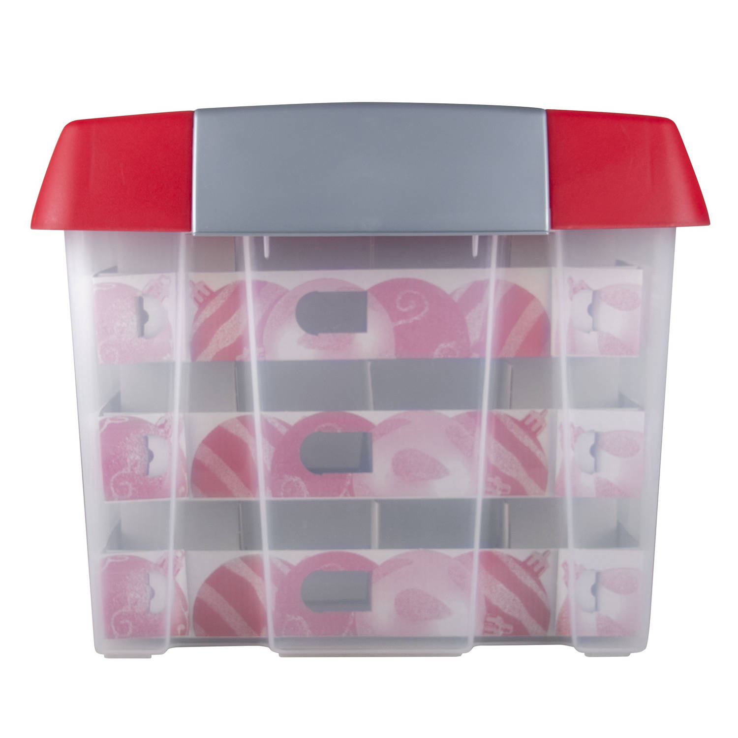 Kerst opbergbox Nesta + met voor 60 ballen - transparant rood | Blokker