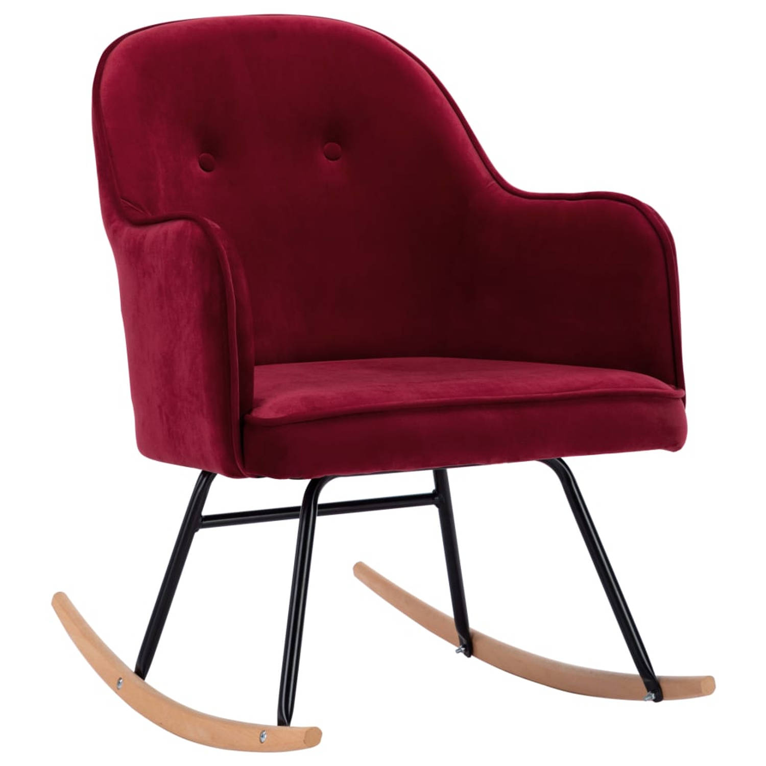 The Living Store schommelstoel Velvet - Wijnrood - 60 x 74 x 84 cm - Draagvermogen 110 kg