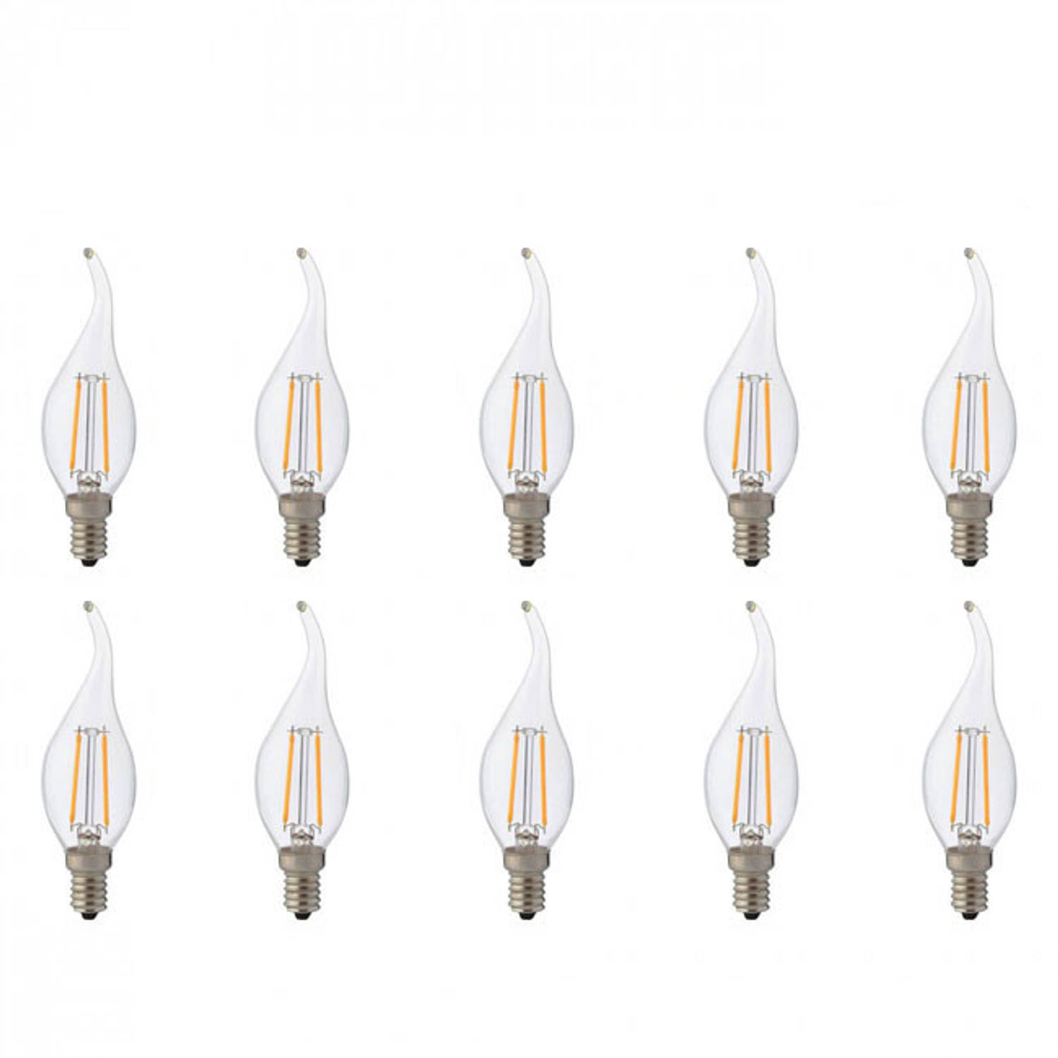 LED Lamp 10 Pack - Kaarslamp - Filament Flame - E14 Fitting - 4W - Warm 2700K | Blokker