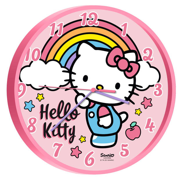 Hello Kitty wandklok meisjes 25 cm roze