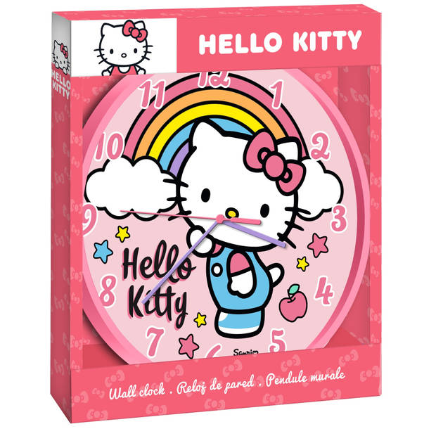 Hello Kitty wandklok meisjes 25 cm roze