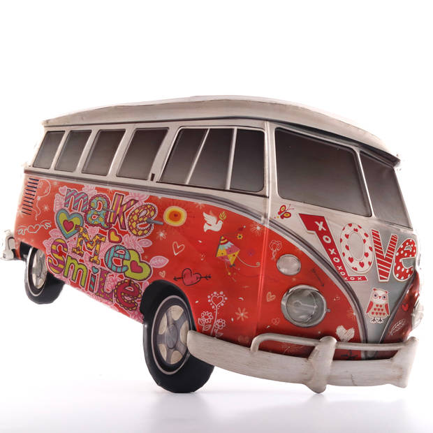 HAES deco - Retro Metalen Muurdecoratie - Vintage Hippy Bus - Western Deco Vintage-Decoratie - 64,5 x 47 x 5 cm - WD922