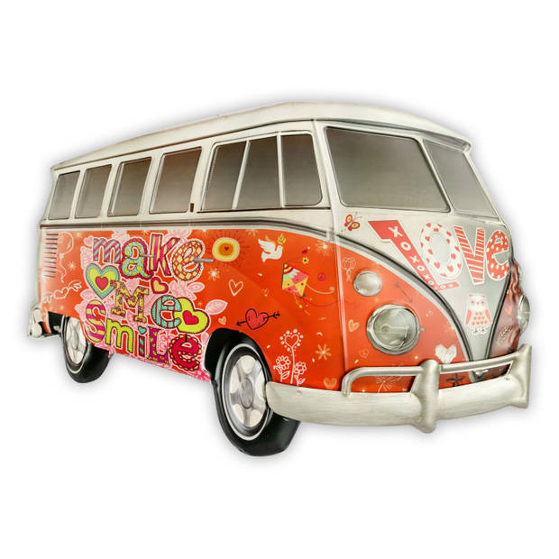 HAES deco - Retro Metalen Muurdecoratie - Vintage Hippy Bus - Western Deco Vintage-Decoratie - 64,5 x 47 x 5 cm - WD922