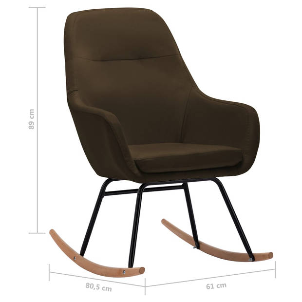 The Living Store Schommelstoel bruin - 61 x 80.5 x 89 cm - beukenhout/metaal