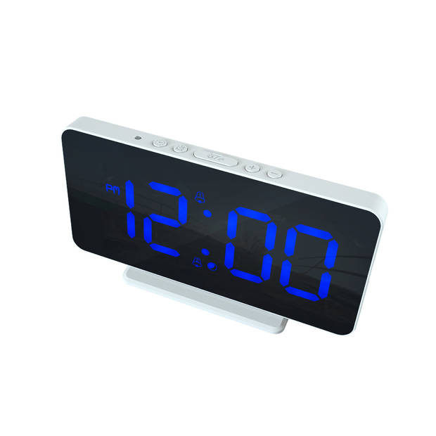 Caliber Slim-line Digitale Wekker - Dual Alarmklok - Groot Blauw Display - USB Poort (HCG021)