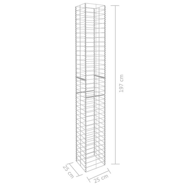 The Living Store Schanskorfset - Gabion - 25 x 25 x 197 cm - 3.5 mm draaddiameter