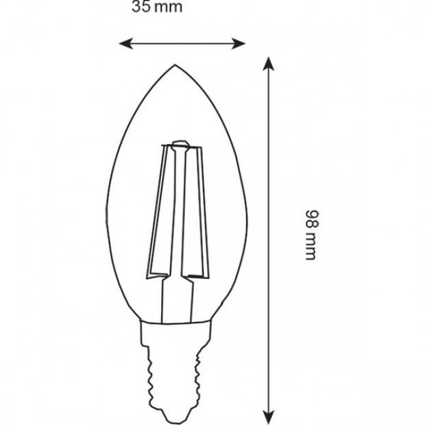 LED Lamp - Kaarslamp - Filament - E14 Fitting - 6W Dimbaar - Warm Wit 2700K