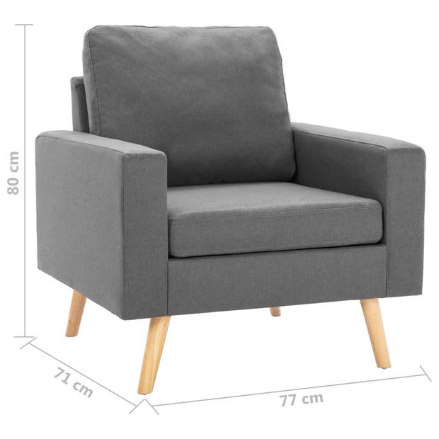 The Living Store Fauteuil Zitmeubels - 77 x 71 x 80 cm - Lichtgrijs stoffen bekleding