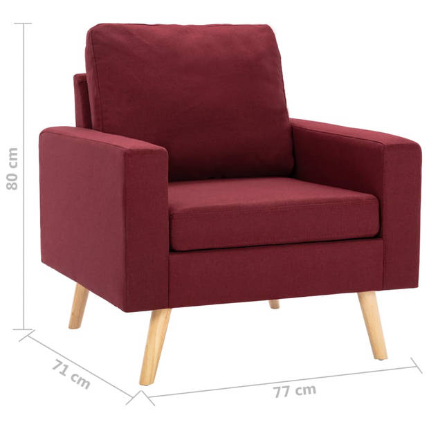 The Living Store Fauteuil - 77x71x80 cm - Wijnrood