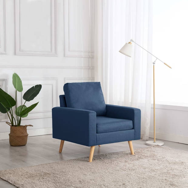 The Living Store Fauteuil - Comfortabele zitervaring - Blauw - 77 x 71 x 80 cm