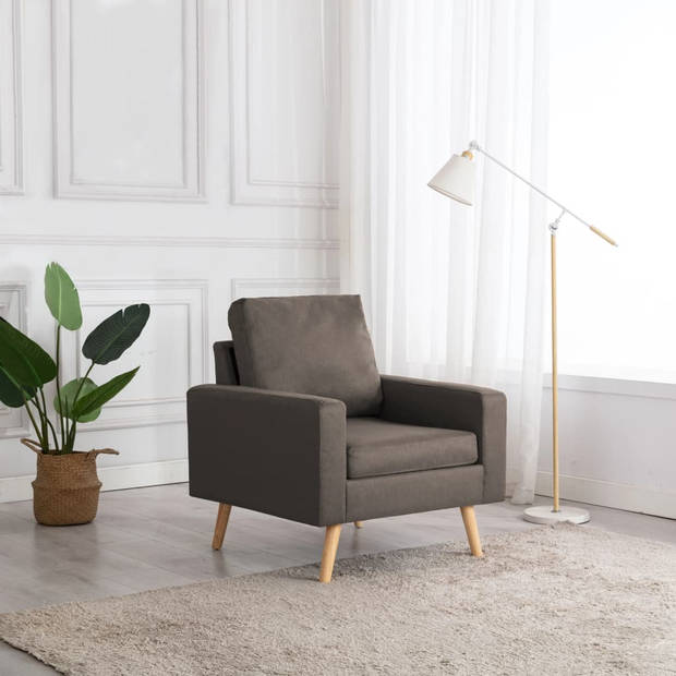 The Living Store Fauteuil - Zitmeubel - 77 x 71 x 80 cm - Taupe