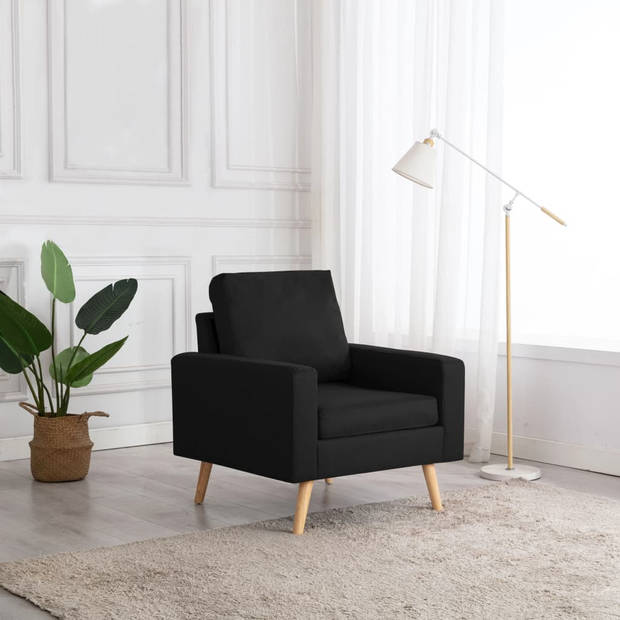 The Living Store Fauteuil - - Zitmeubel - 77 x 71 x 80 cm - Zwart