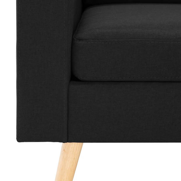 The Living Store Bankenset Natal - Zwart - Stof - Houten frame - Afmetingen stoel- 77 x 71 x 80 cm - Afmetingen