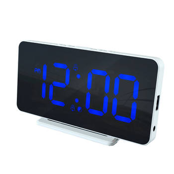 Caliber Slim-line Digitale Wekker - Dual Alarmklok - Groot Blauw Display - USB Poort (HCG021)