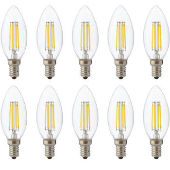 LED Lamp 10 Pack - Kaarslamp - Filament - E14 Fitting - 4W Dimbaar - Warm Wit 2700K