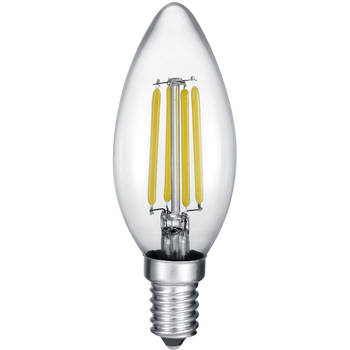 LED Lamp - Kaarslamp - Filament - Trion Kurza - 4W - E14 Fitting - Warm Wit 2700K - Dimbaar - Transparent Helder - Glas