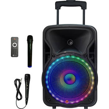 N-GEAR The Flash 1205 - Bluetooth Speaker - Karaokeset - Partybox met 2 Microfoons - Zwart