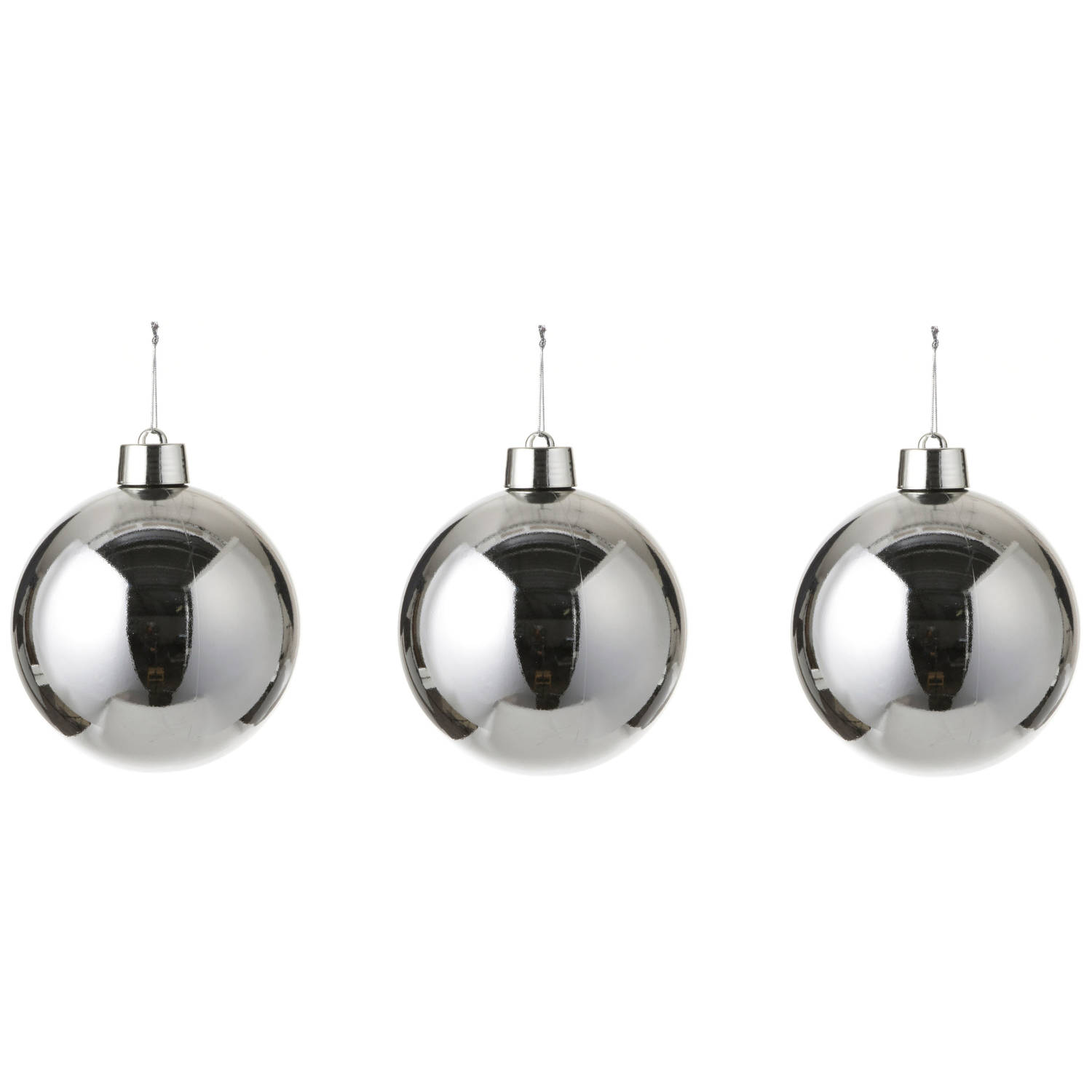 3x Grote kunststof kerstballen zilver 15 cm - Kerstbal