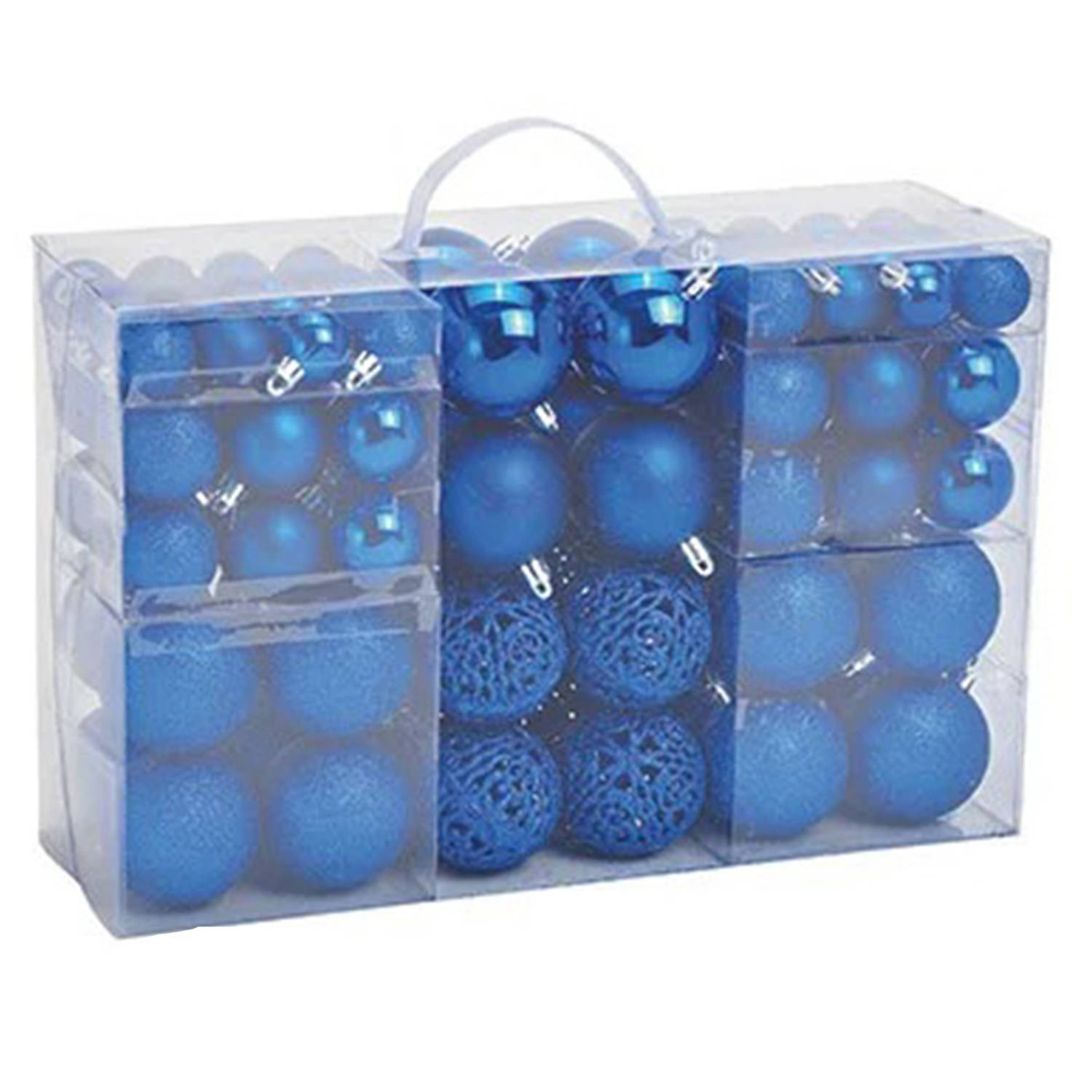 Kerstboomversiering 100x Blauwe Plastic Kerstballen 3-4-6 Cm Kerstbal