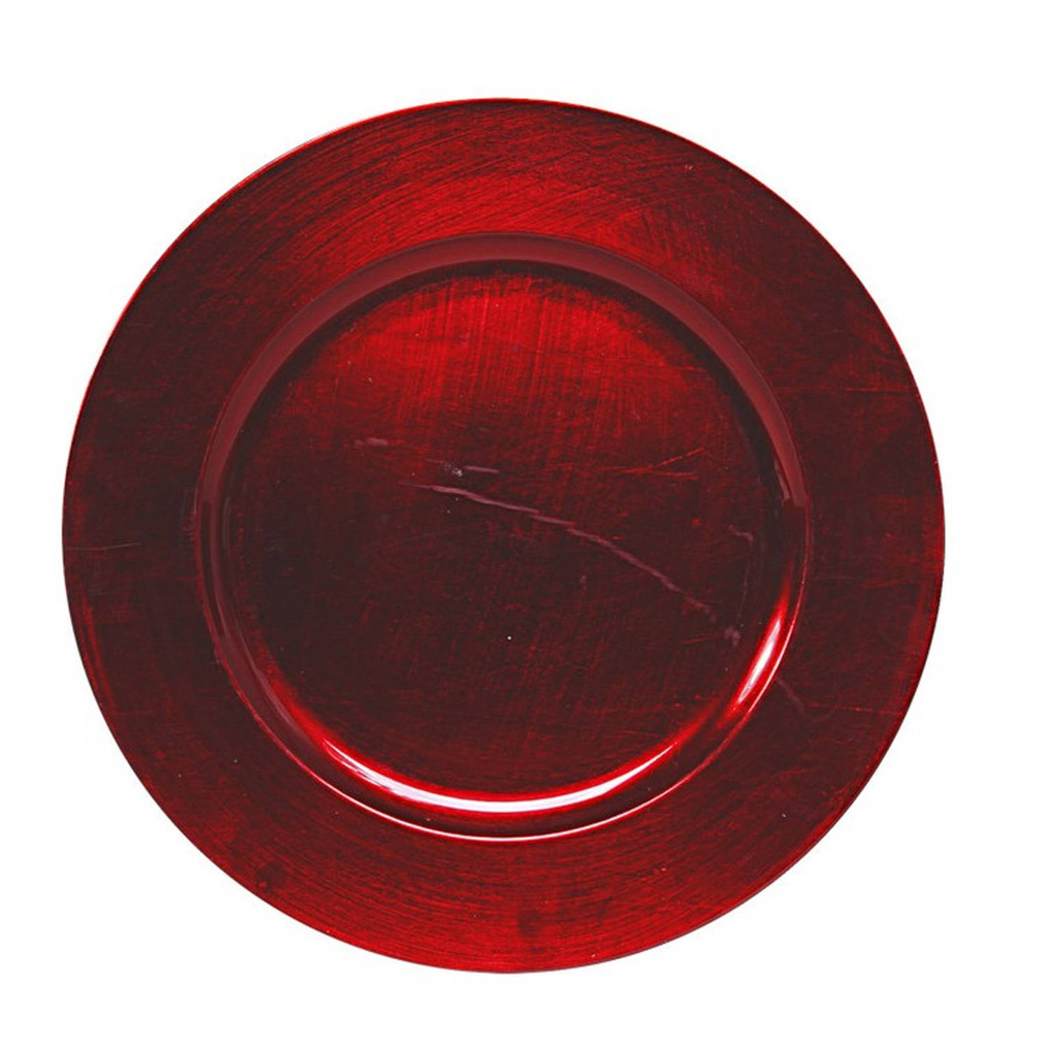 1x Ronde Kaarsenborden-onderborden Rood Glimmend 33 Cm Kaarsenplateaus