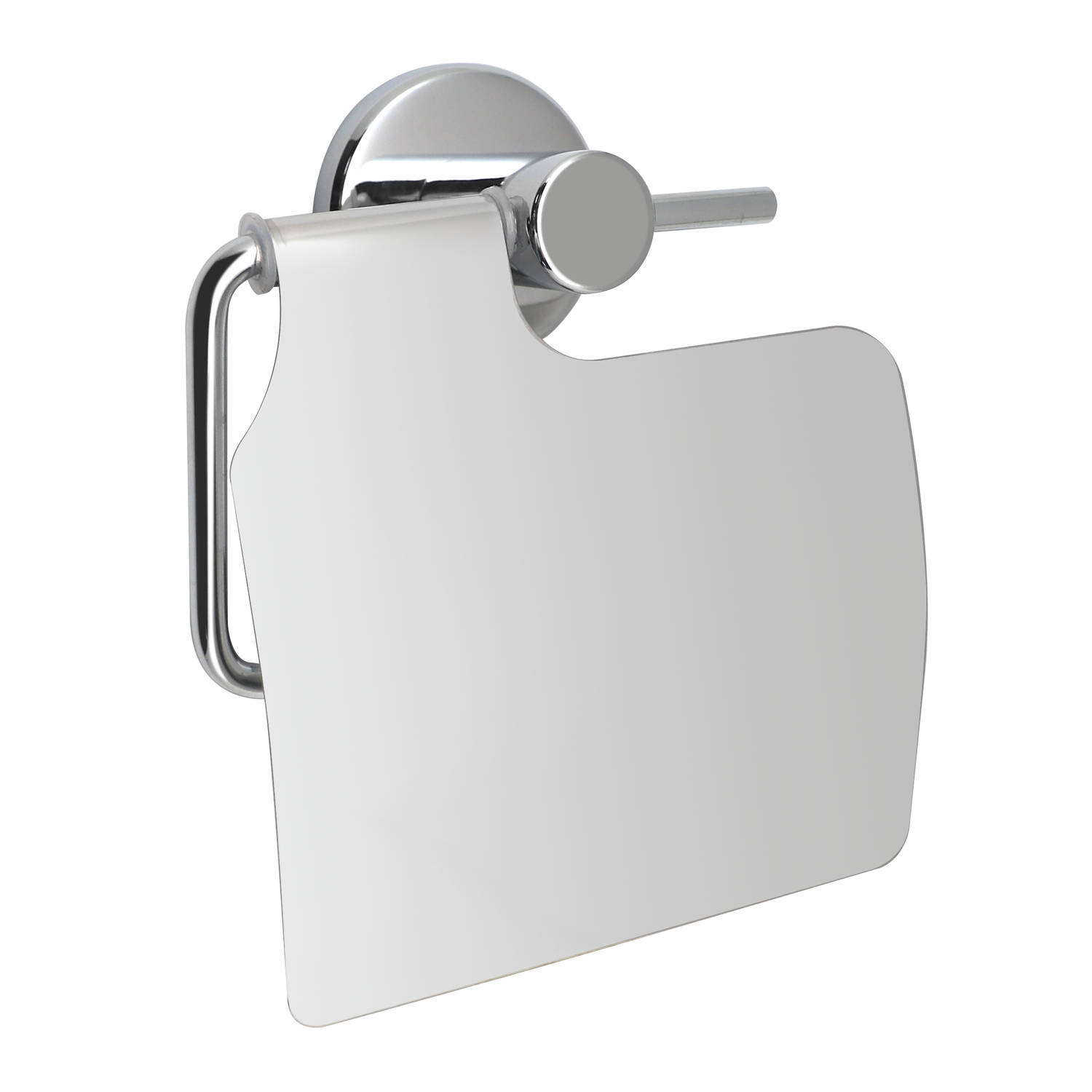 4bathroomz® Oslo toiletrolhouder met klep - WC rolhouder - Chroom