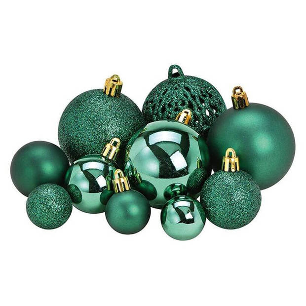Kerstboomversiering 50x groene plastic kerstballen - Kerstbal