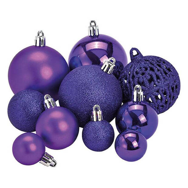 Kerstboomversiering 100x paarse plastic kerstballen - Kerstbal