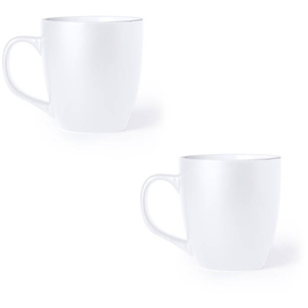 2x Witte drinkbekers/mokken wit 440 ml - Bekers