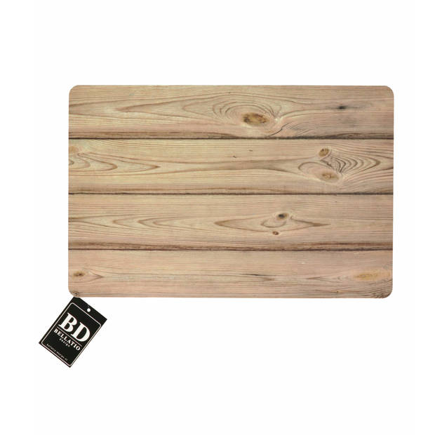 Bellatio design Placemats - 6 stuks - hout look - bruin - 43x28cm - Placemats