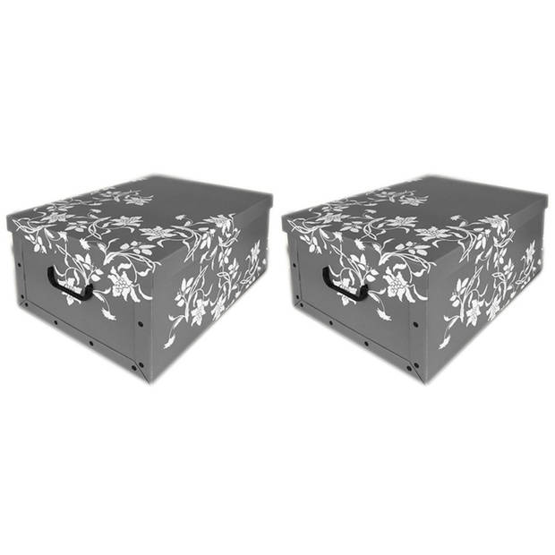 2x Opberg boxen grijs 52 x 38 cm - Opbergbox