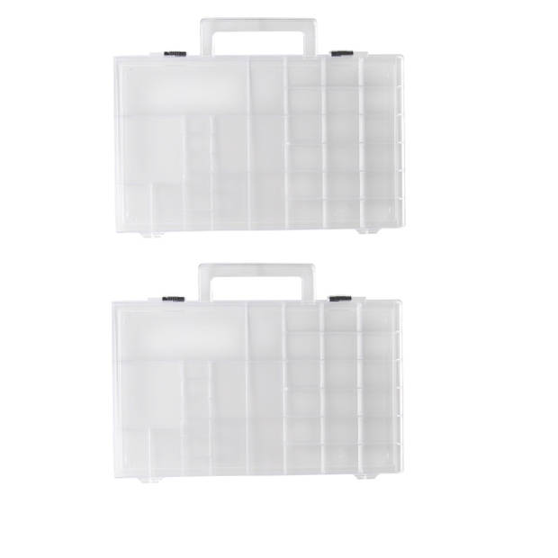 2x Sorteerdozen/boxen/organizers transparant 31 cm - Gereedschap opbergkisten