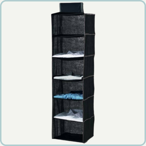 Nordix Kast Organizer - Hangend - Ophangbaar - Kleding organizer - Verdeler - 6 Vakken - 30x30x120 cm