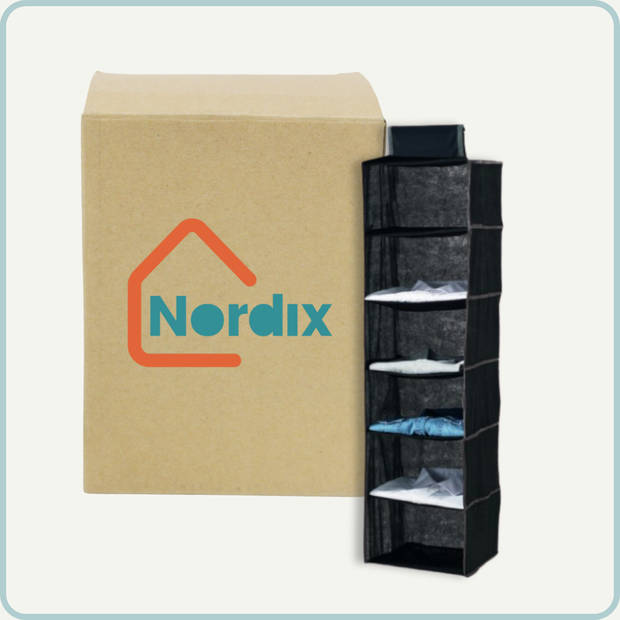 Nordix Kast Organizer - Hangend - Ophangbaar - Kleding organizer - Verdeler - 6 Vakken - 30x30x120 cm