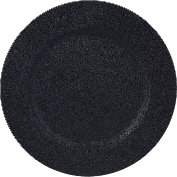 Ronde kaarsenplateau zwart van kunststof D33 cm met 3 zilveren LED-kaarsen 10/12,5/15 cm - Kaarsenplateaus