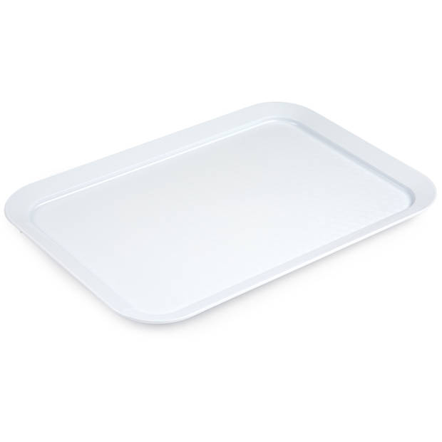 Plasticforte dienblad/serveerblad - Kunststof - 37 x 26 cm - wit - kopjes en glazen tray - Dienbladen