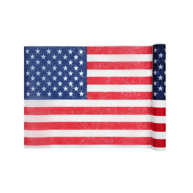 1x Amerikaanse vlag tafellopers op rol 500 cm feestversiering - Feesttafelzeilen