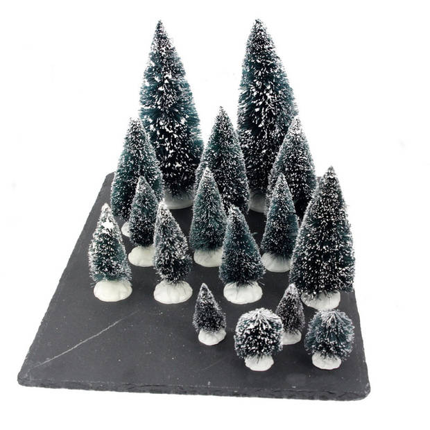 Kerstdorp onderdelen miniatuur set van 32x boompjes - Kerstdorpen