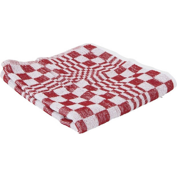 3x Rode handdoek / keukendoek met blokjesmotief 50 x 50 cm - Handdoeken