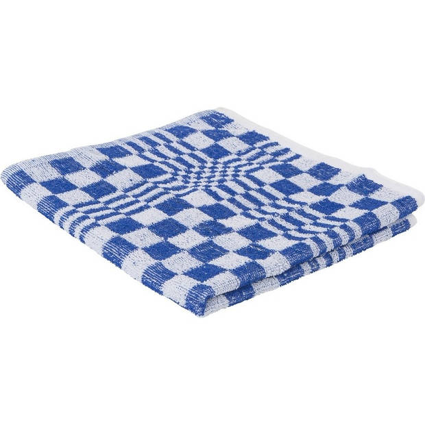 3x Blauwe handdoek / keukendoek met blokjesmotief 50 x 50 cm - Handdoeken