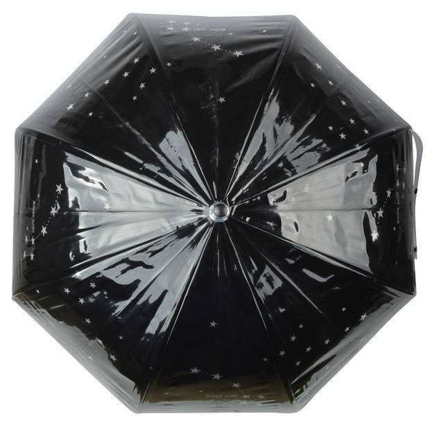 Paraplu zwart met transparante sterrenhemel 81 cm - Paraplu's