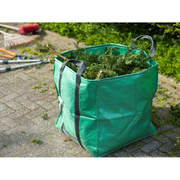 Groene tuinafvalzak opvouwbaar 252 liter met een setje bladharken/tuinafval grijpers - Tuinafvalzak