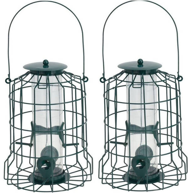 2x Vogel voederkooi voor in de tuin kleine vogels 26 cm - Vogelvoederhuisjes