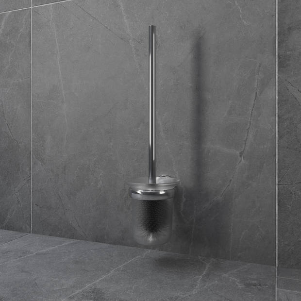 4bathroomz® Oslo Glazen Toiletborstel met wand houder - chroom