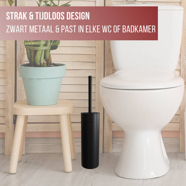 4bathroomz® Oslo Vrijstaande Toiletborstel - Serie Oslo - Toiletborstel Zwart
